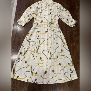 $1995 JASON WU COLLECTION Silk Floral Belted Shirt Dress Size 14 EUC